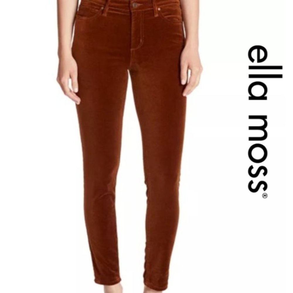 Ella Moss Brown Velvet Mid Rise Ankle Skinny Jeans